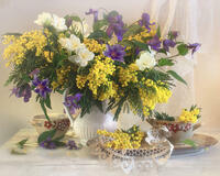 Без бренда «Натюрморт из мимоз и колокольчиков (20шт)» в Нижнем Тагиле