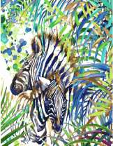 Две зебры в зарослях джунглей