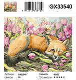Картина по номерам 40x50 Хитрая лиса среди тюльпанов