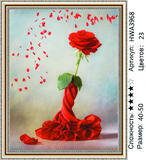 Алмазная мозаика 40x50 Красная роза и лепестки