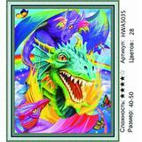 Алмазная мозаика 40x50 Цветные драконы и бабочки