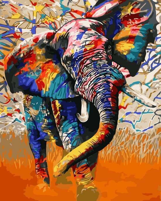 Картина по номерам 40x50 Яркий радостный слон