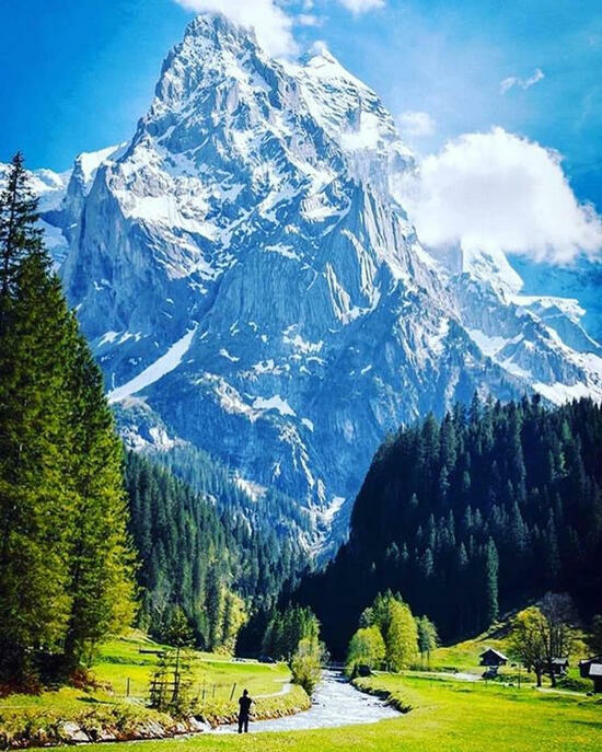 Алмазная мозаика 40x50 Пейзаж с видом на вершину Альп