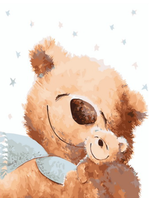 Картина по номерам 40x50 Плюшевая медведица и медвежонок