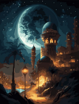 Красивая мечеть под темным небом