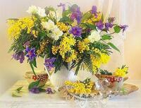 Без бренда «Букет из мимозы и колокольчиков в вазе» в Нижнем Тагиле в интернет-магазине  Без бренда «Букет из мимозы и колокольчиков в вазе» в Нижнем Тагиле