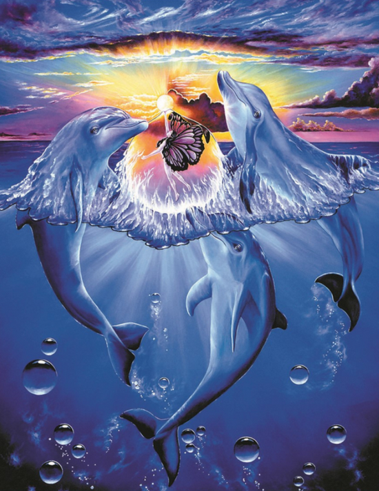 Алмазная мозаика 40x50 Игривые дельфины