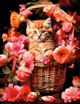 Без бренда «Рыжий котенок в корзине с цветами» в Нижнем Тагиле в интернет-магазине  Без бренда «Рыжий котенок в корзине с цветами» в Нижнем Тагиле